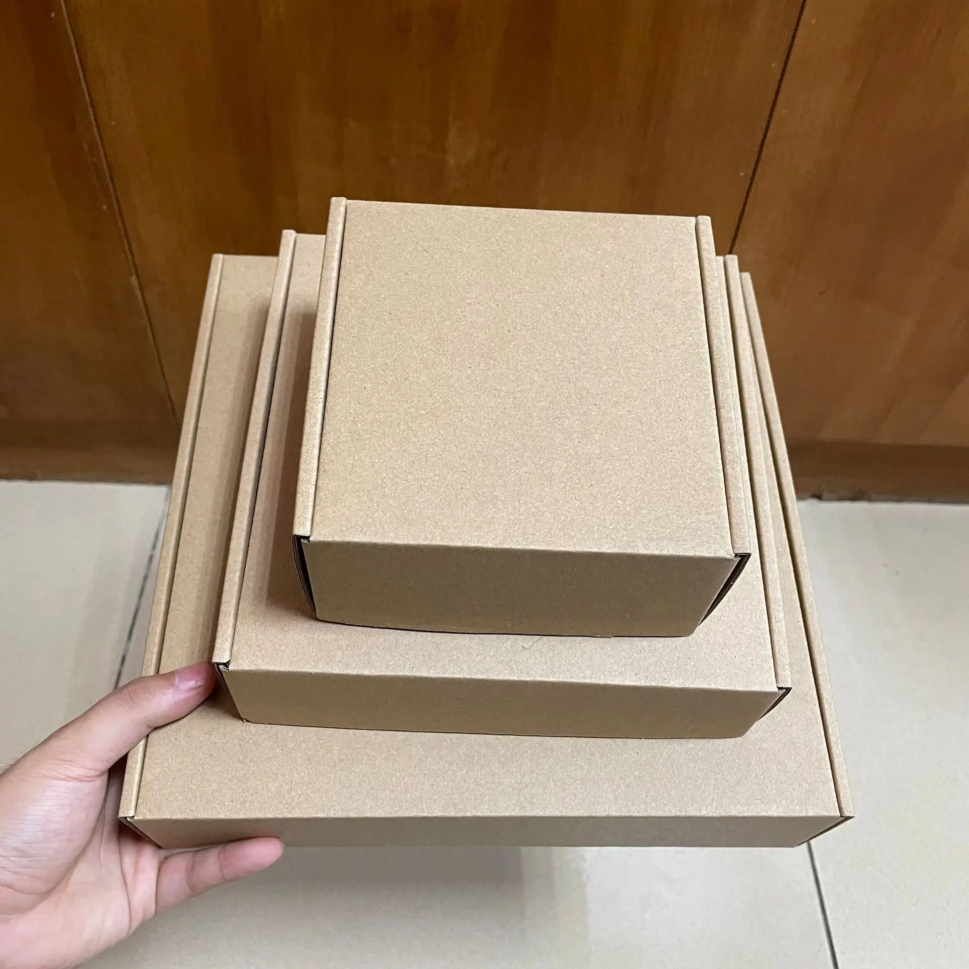 10pcs Small Corrugated Paper Box Thickened Postal Express Packaging Box Square Size Mini Jewelry Gift Box