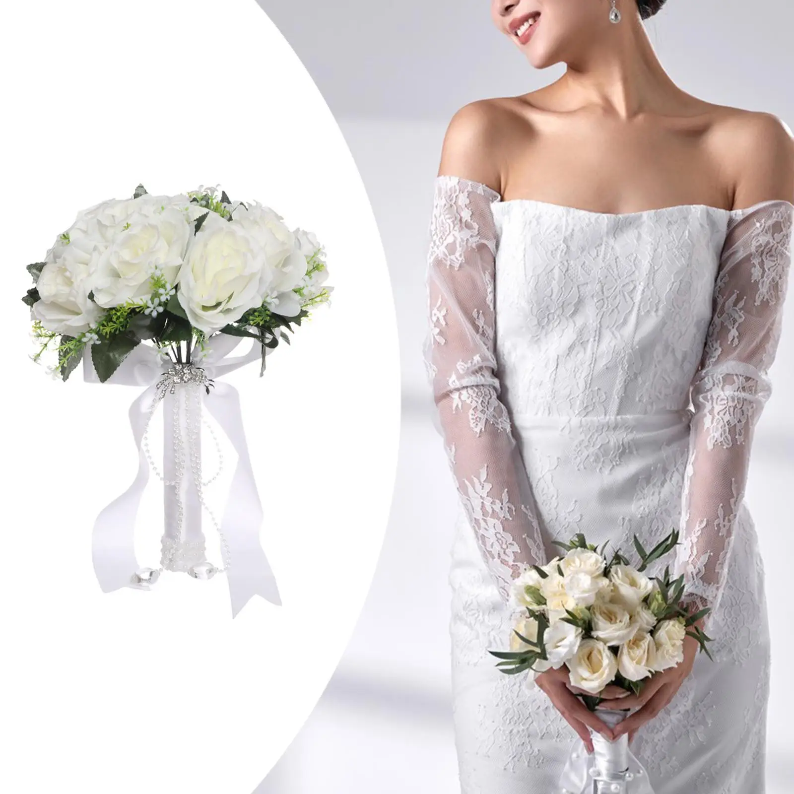 

Wedding Bouquet Romantic Elegant Realistic Decorative Artificial Flowers for Party Events Ceremony Valentine's Day Decor