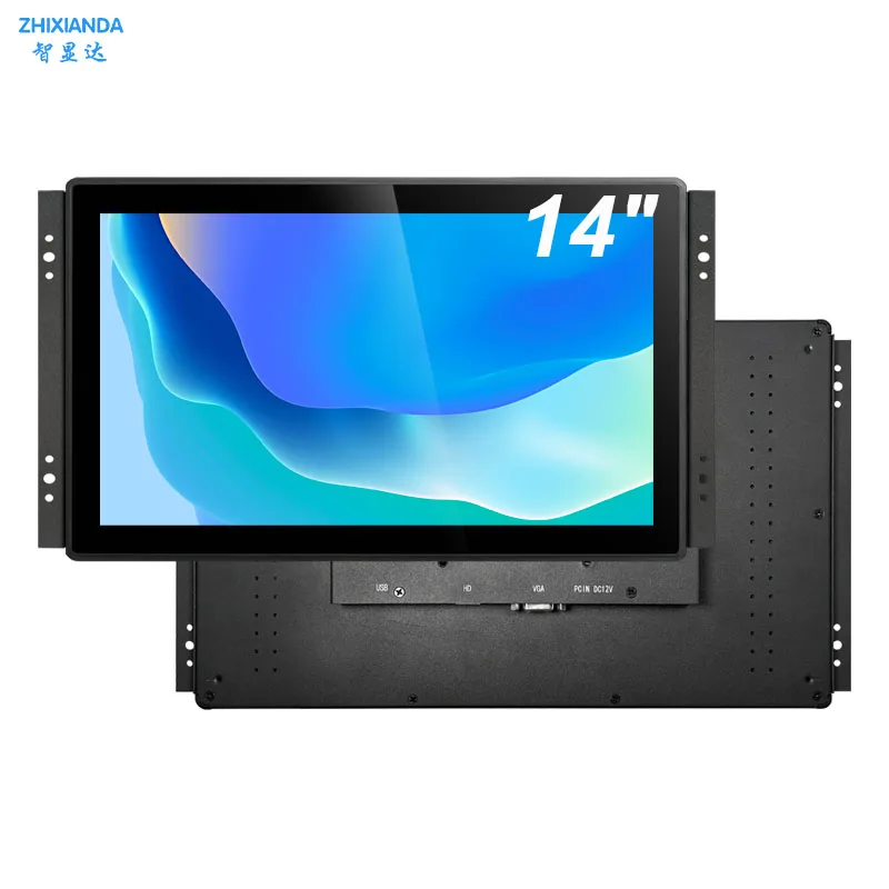 ZHIXIANDA 14 Inch IPS 1920*1080 FHD Industrial Touch Screen Monitor Open Frame LCD Display HDMI/VGA Surface Waterproofing