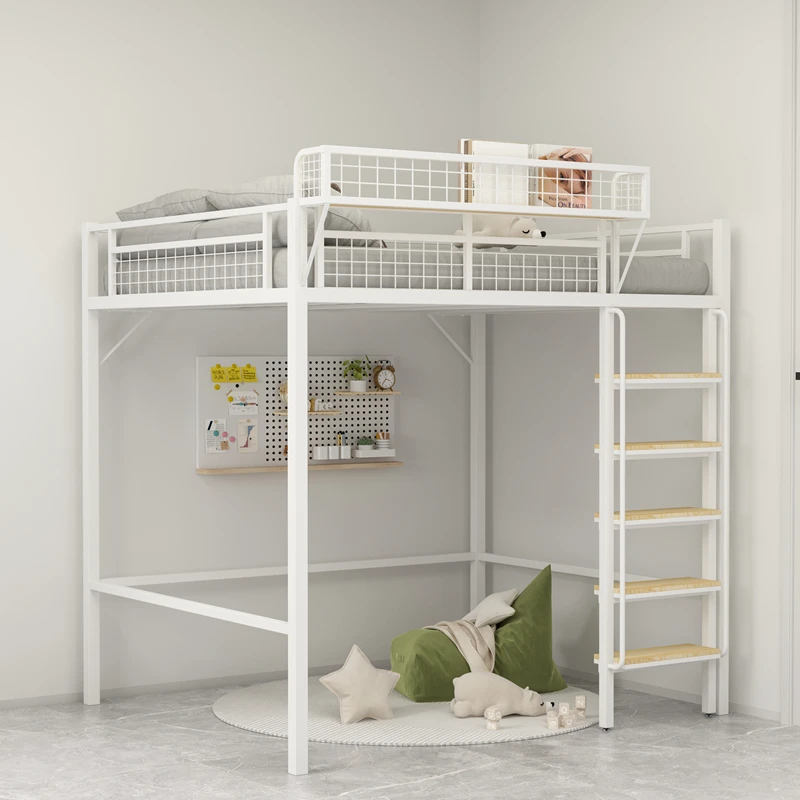 On the bed and off the table, simple elevated bed, space-saving pavilion-type small apartment, wrought iron bunk, duplex second