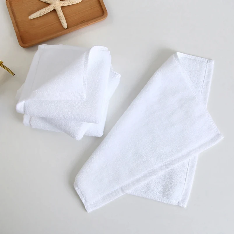 Wholesale White Small Face Hand Towels Kitchen Hotel Restaurant Kindergarten Cotton Towel for Beauty Salon