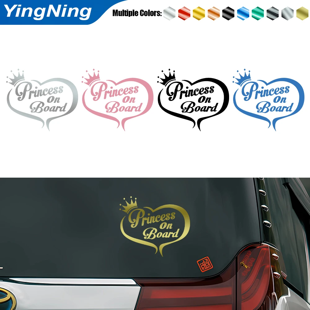 

Princess On Board Car Sticker Crown Heart Vinyl Decal Waterproof Funny Auto Window Bumper Body Decoration Girl Baby Styling