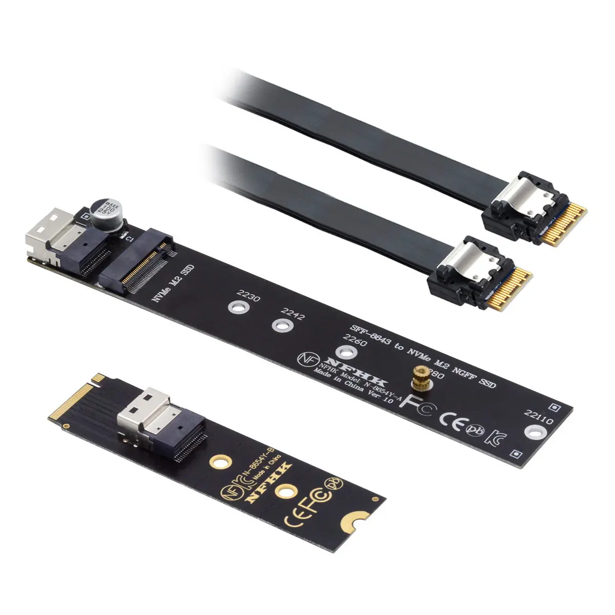 NVME NGFF M-Key Male to Female Extension Cable 40cm with SFF-8654 Connector for Mainboard SSD 2280/22110