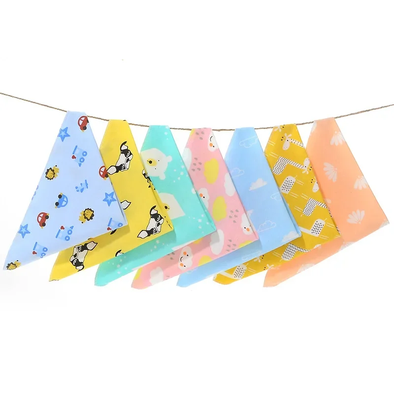 2pcs Baby Bibs Waterproof Triangle Cotton Cartoon Child Baberos Bandana Bibs Dribble Bibs Newborn Slabber Absorbent Cloth