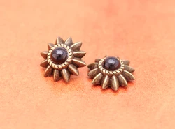 20pcs 13mm Brass Western Ethnic Flower Star Black Turquoise Conchos Spikes Rivet Stud For Leathercraft Belt Leather Case Decor