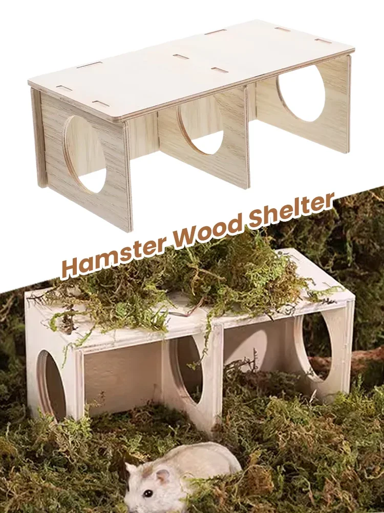 Hamster bois massif cachette maison écureuil hérisson cochon d'inde Rutin poulet maison en bois petit abri pour animaux de compagnie Cage accessoires