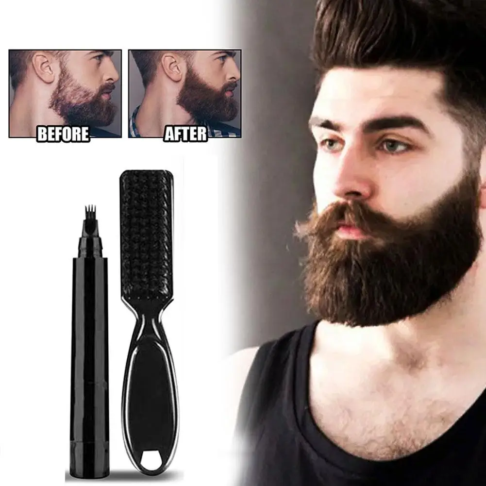 Lápiz de barba resistente al agua, lápiz y cepillo de pelo duradero, herramientas de bigote, reparación, potenciador de coloración, Shapi O1L4