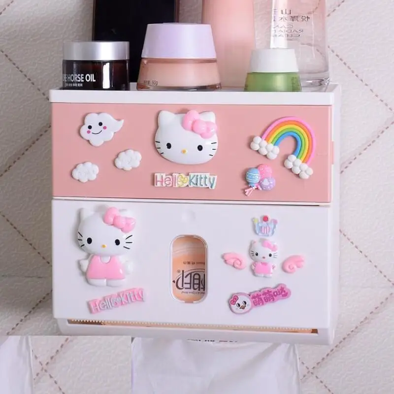 

Sanrios милый лоток для туалетной бумаги Hello Kittys мультяшный картонный стеллаж для хранения портативный модный креативный хит продаж элитные подарки