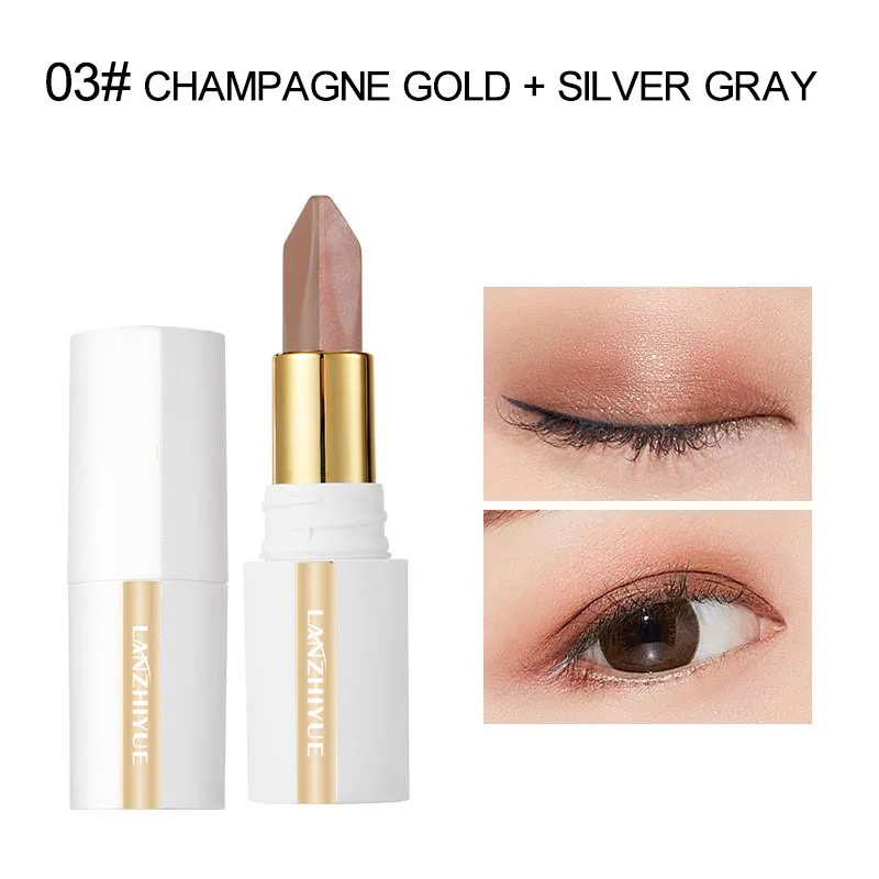 Two Color Gradient Eye Shadow Stick Three Dimensional Natural Without Taking Off Makeup Highlight brightening Glitter Matte