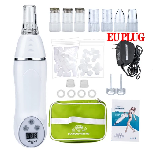 Enchufe europeo dermoabrasión de diamante, exfoliación de espinillas, acné, poros, elimina el cuidado de la piel Facial, máquina de belleza al vacío, equipo de belleza Facial