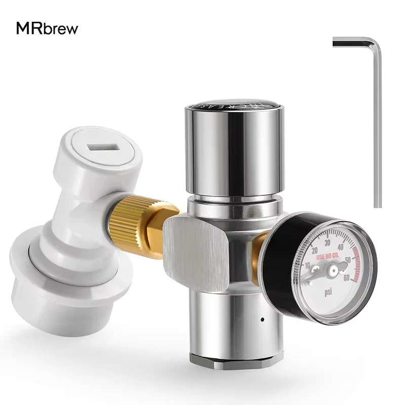 Beer Keg CO2 Charger, 0-60 PSI Mini CO2 Regulator, Portable CO2 Dispenser with Ball Lock Quick Disconnect for Home Brewing Beer