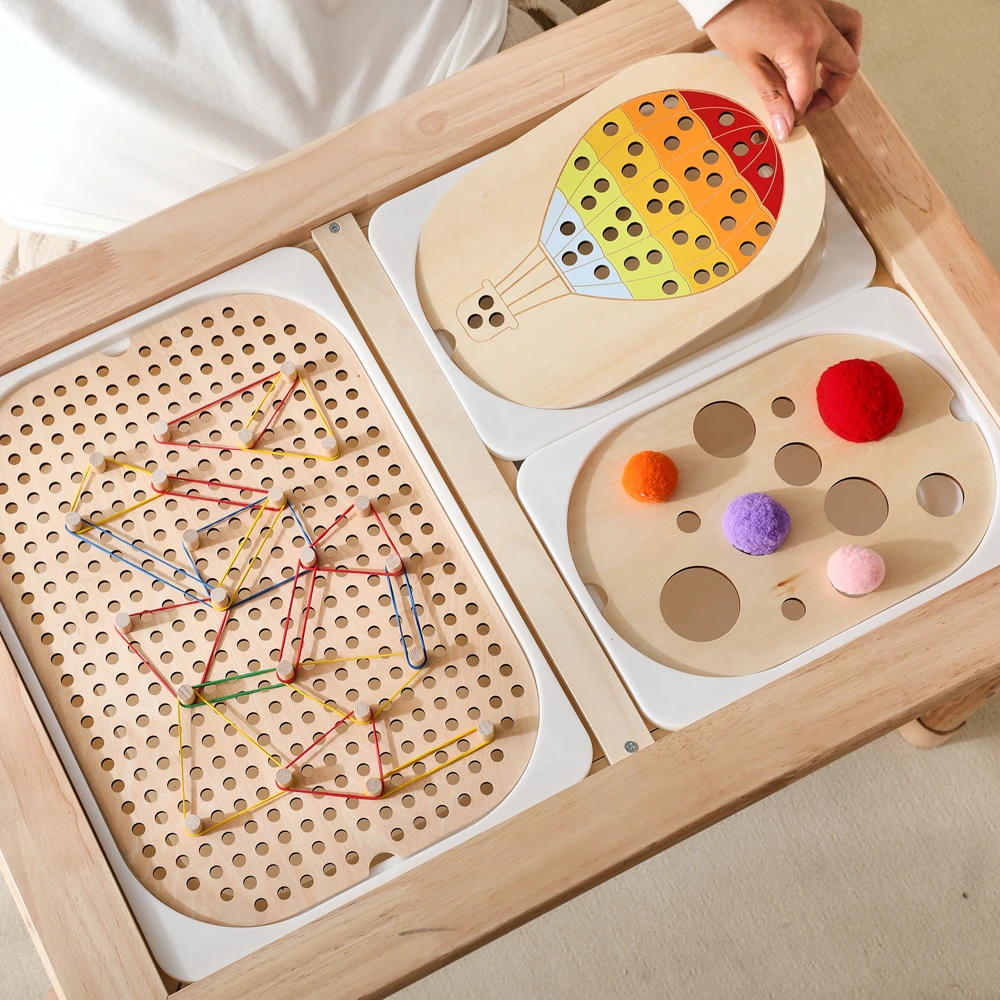 

Children Montessori Games Fine Movement Training Sensory Tray Board Games Wooden Color Sorting Parish Learning Educational Toys