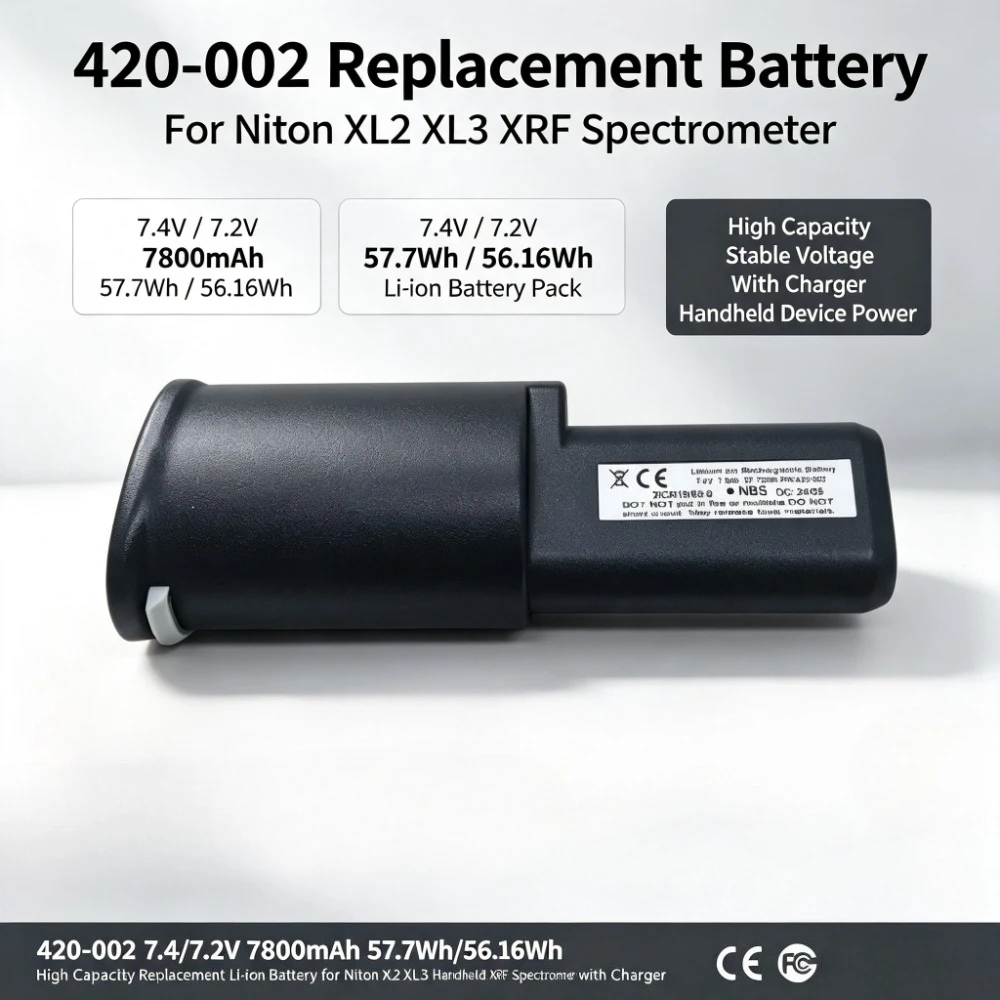 420-002 7.4/7.2V 7800mAh 57.7Wh/56.16Wh High Capacity Replacement Li-ion Battery for Niton XL2 XL3 Handheld XRF Spectrometer+Chg