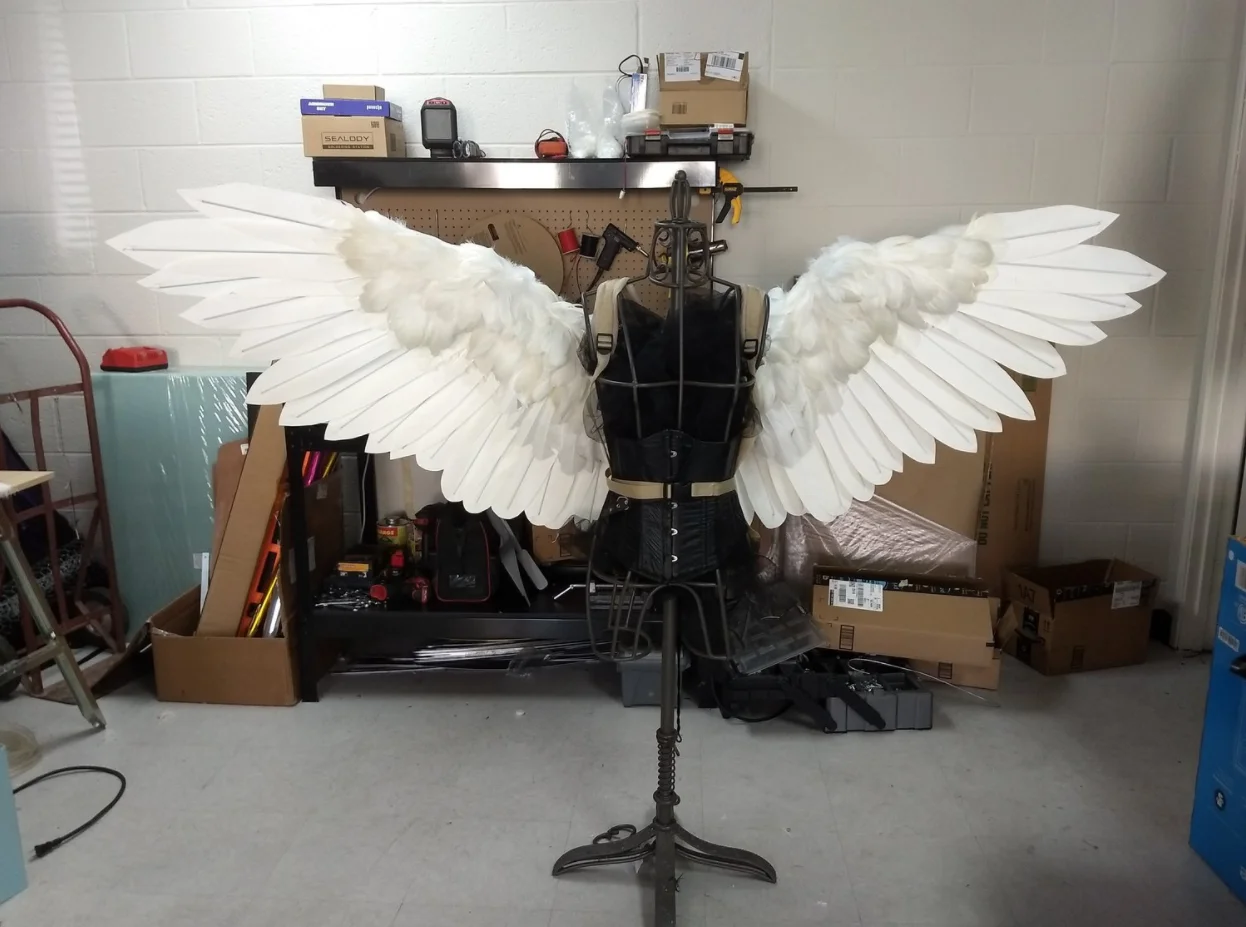 White Remote Control Large Feather Wings Costume Electric Retractable Automatic Extension Catwalk Shows Decoration Accessories