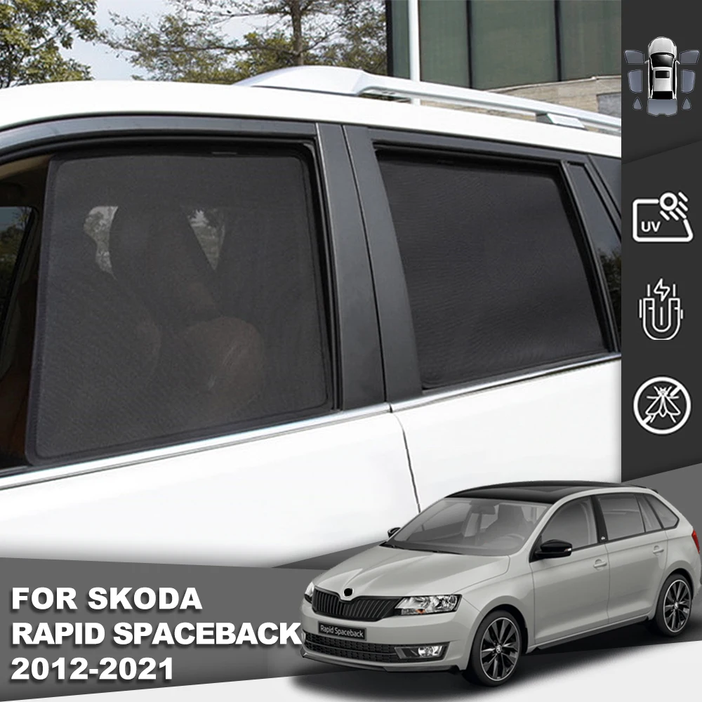 

For Skoda RAPID Spaceback NH1 2012-2022 Magnetic Car Sunshade Front Rear Windshield Frame Curtain Side Window Sun Shade Shield