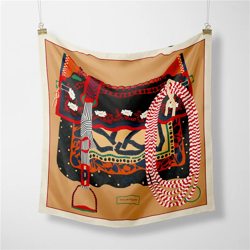 53 سنتيمتر ماركة الأوشحة الحريرية اللون الحصان 100% وشاح حريري النساء شالات الفاخرة تصميم الحجاب وشاح موضة أوشحة مربعة منديل #1