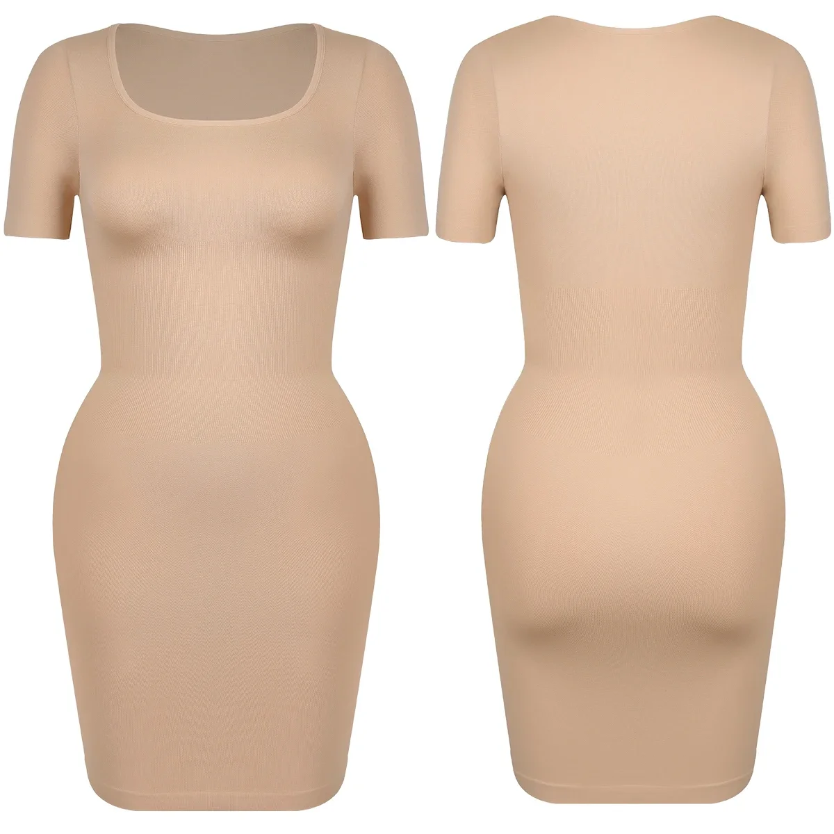 قصيرة الأكمام ملابس داخلية زلة للنساء تحت فستان زلات كاملة فستان البطن تحكم بروتيل محدد شكل الجسم سلس مشد الملابس الداخلية