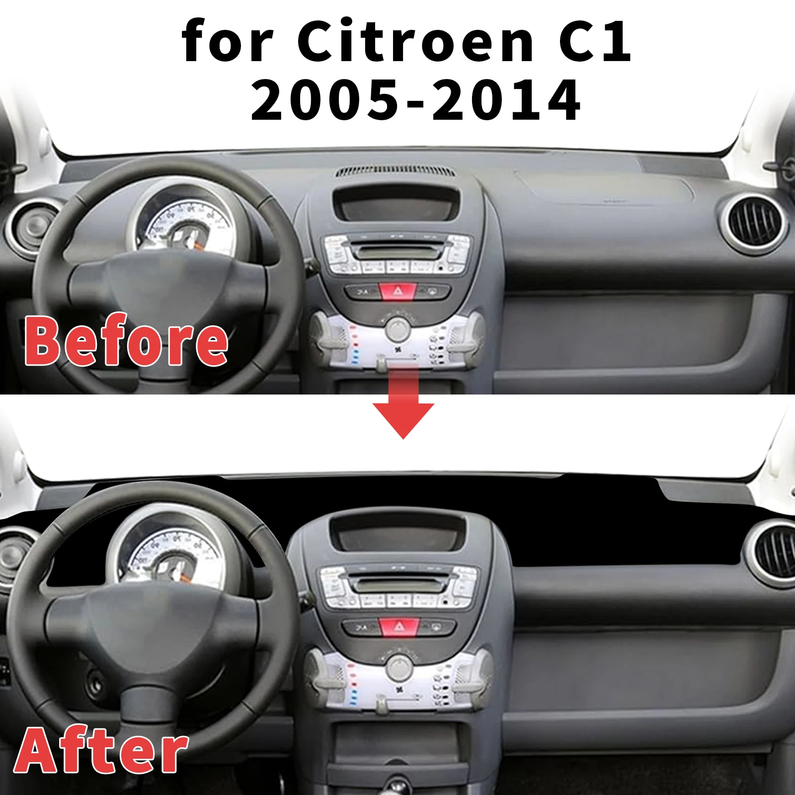 for Citroen C1 2005-2013 2014 Dashboard Cover Sun Shade Protector Dashmat Anti-Glare UV Block Carpet Mat Automotive Dash Mat