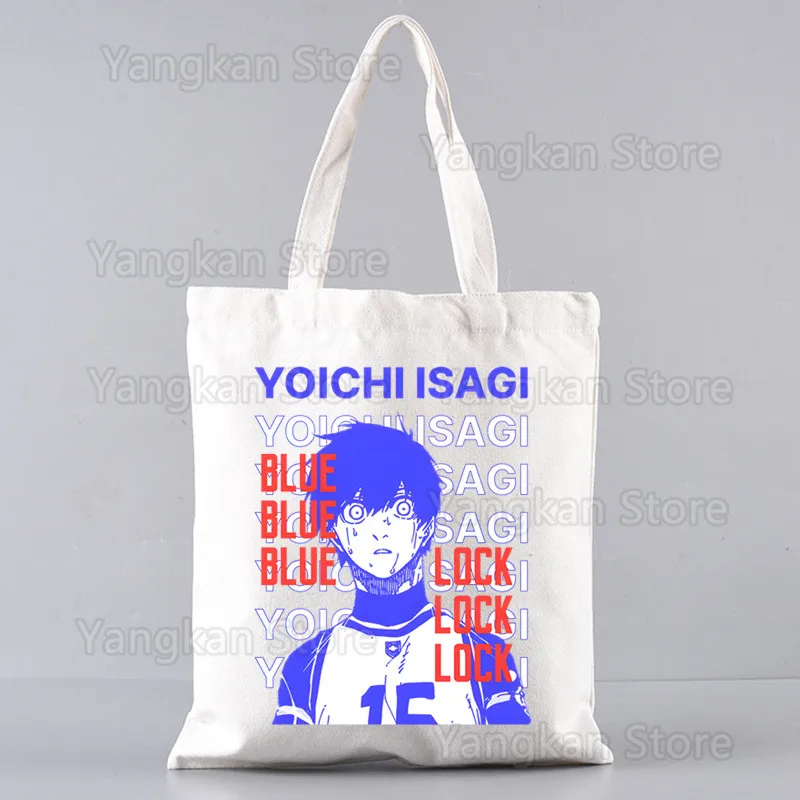 Blue Lock Isagi Yoichi Shopping Bag Women Handbag Shoulder Ladies Shopper Canvas Commute Large Capacity School Tote Bag