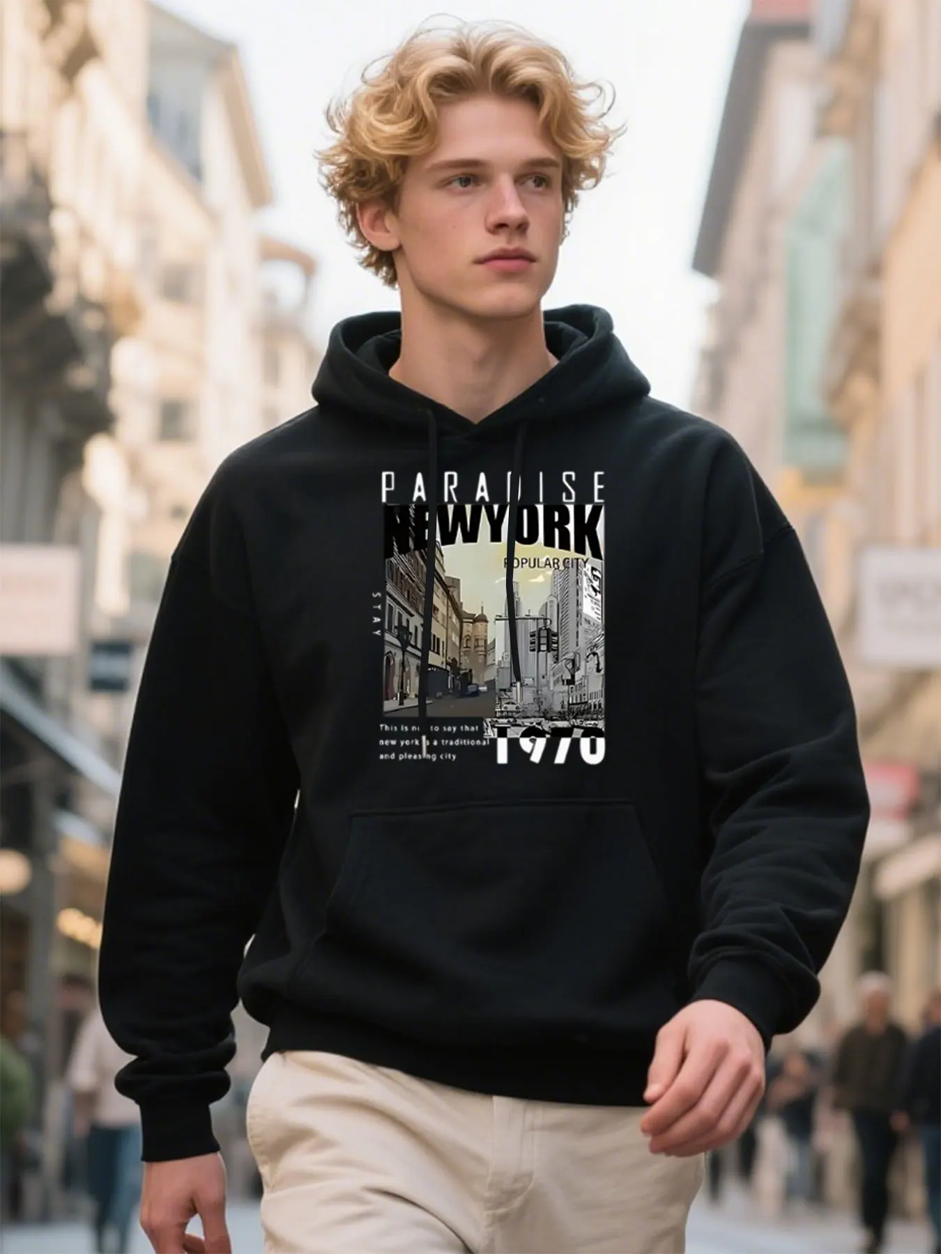 

​Men's NYC Paradise Street Print Hoodie Vintage Soft Fabric Outdoor Comfort Easy Care Christmas Gift​