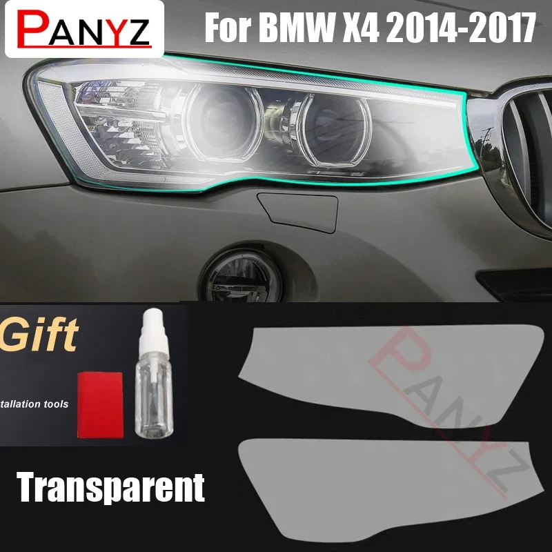 

Пленка для фар из ТПУ для BMW X4 2014-2017, автомобильный Стайлинг, черный прозрачный передний светильник, защитная наклейка, аксессуары, 2 шт.