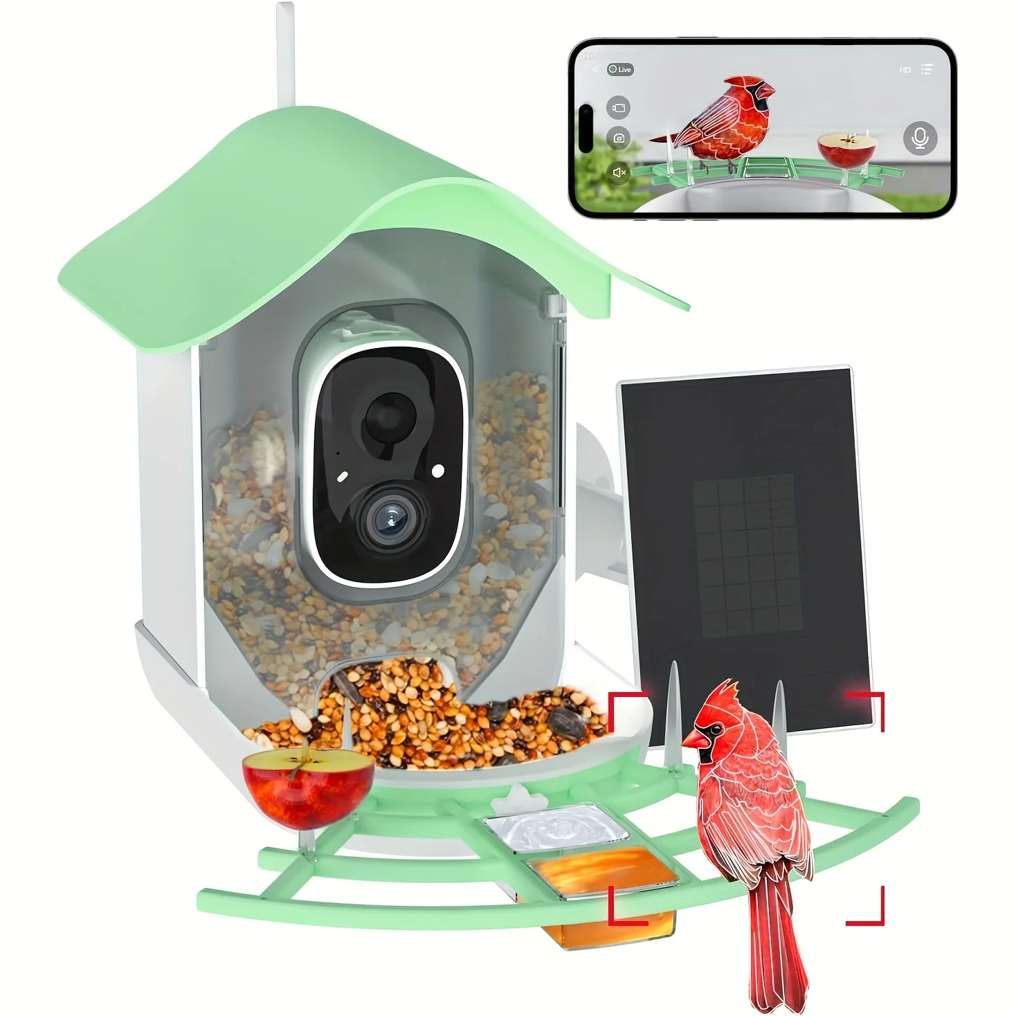 

Smart Bird Feeder With Camera, AI Identify Bird Species & Solar Panel, Bird Watching Camera, Auto Capture Bird Video, Instant Bi