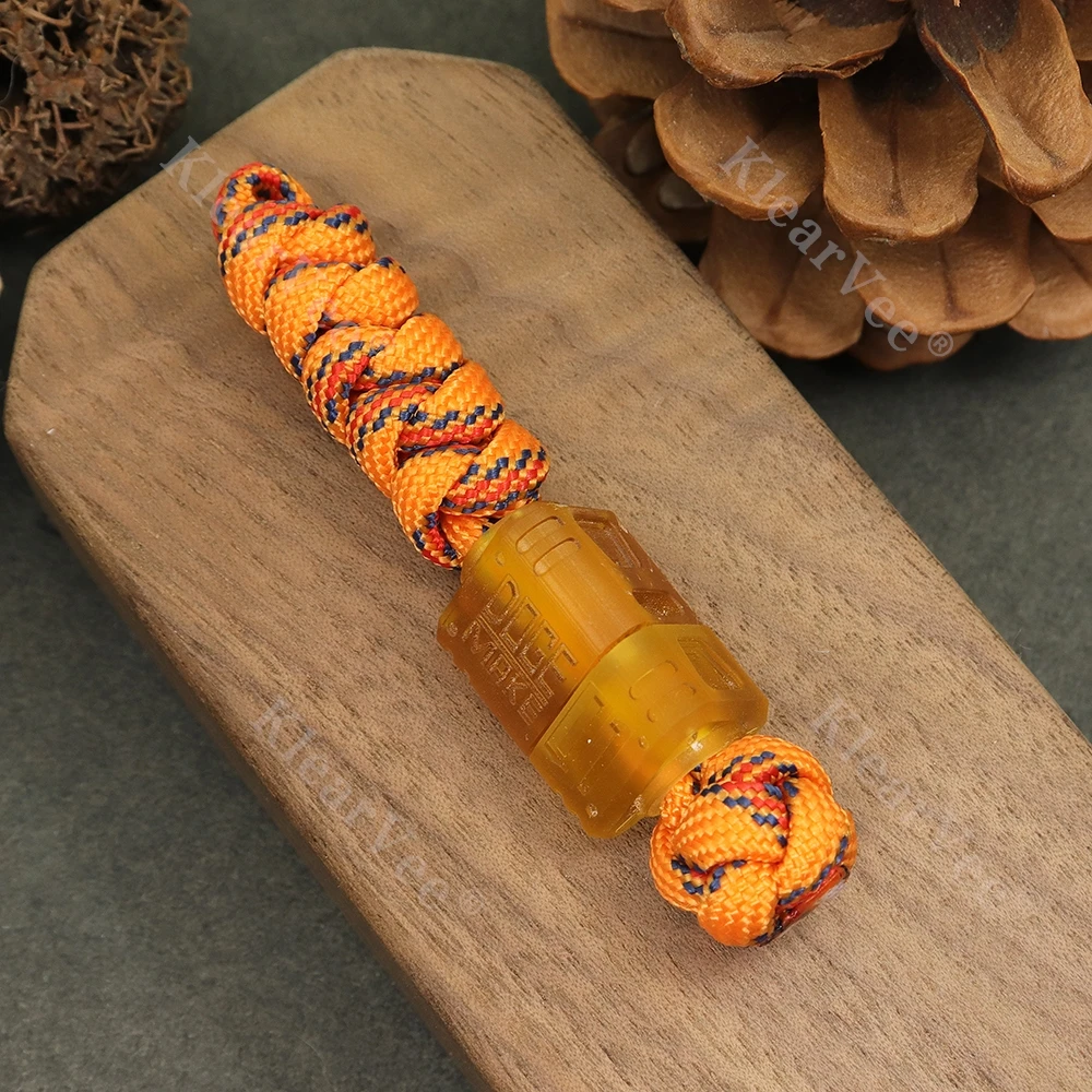 

Resin 01 Hand Woven Finished Pendant EDC Push Slider Knife Pendant Paracord Pendant DIY Keychain