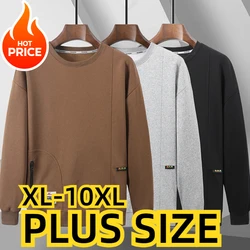 10XL 9XL 8XL Large Size Round Neck Sweater Men's Spring Autumn Models Plus Size Loose American Tide Boys Casual Men's Tops