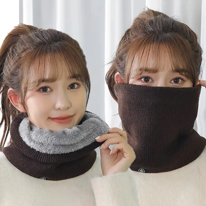 Solide Winter Plüsch Schalldämpfer Woolen Stricken für Frauen Fleece Ring Bandana Schal Halswärmer Buff Dicke Kaschmir Stirnband Ski Maske – Detail 5