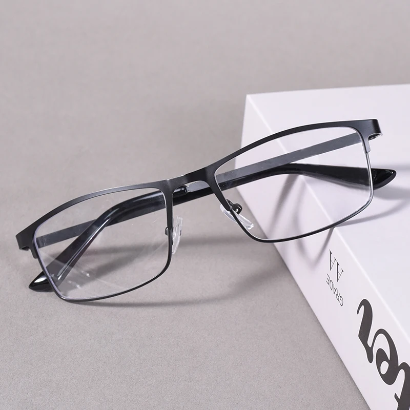 Black Color Blue Light Reading Glasses Men Computer Readers Metal Full Frame Eye Magnifier Presbyopia Lens +225+275