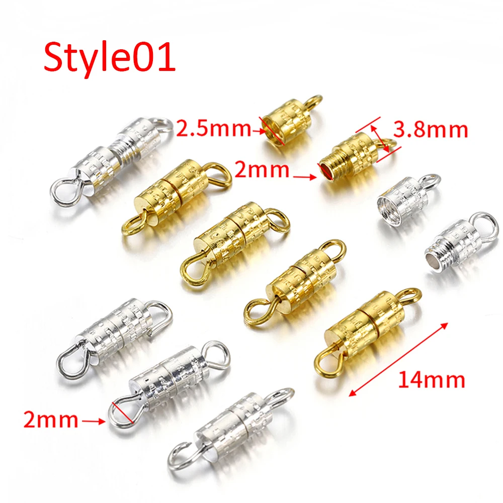 50pcs Metal Cylinder Fasteners Buckles Closed End Clasps for DIY Bracelet Necklace Connectors Jewelry Making Accessories