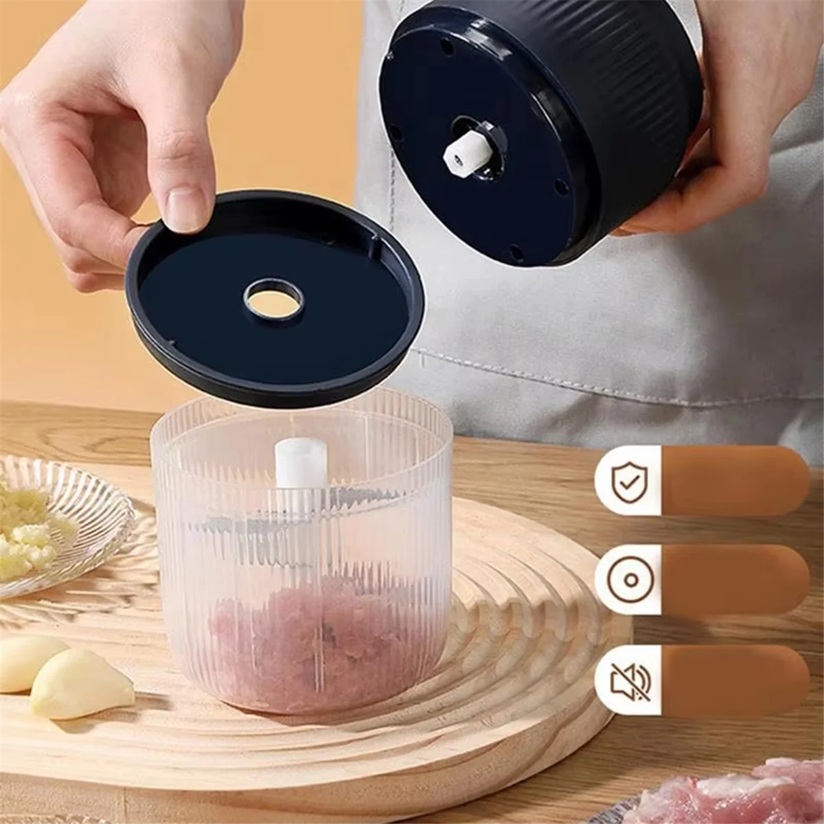 A04I USB Rechargeable Electric Food Chopper - Mini Garlic , Meat Grinder, Vegetable Masher, Kitchen Gadget
