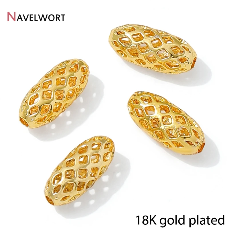 14K/18K Gold Plated Brass Metal Oval Spacer Beads,Beads Separator,For Bracelet Necklace Making Accessories DIY Jewelry Materials view 6