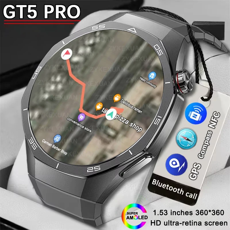 Watch 5 Pro GPS Smart Watch Men Watch 4 Pro Upgraded Version Bluetooth Call NFC Heart Rate Waterproof Compass Smart Watch Woman