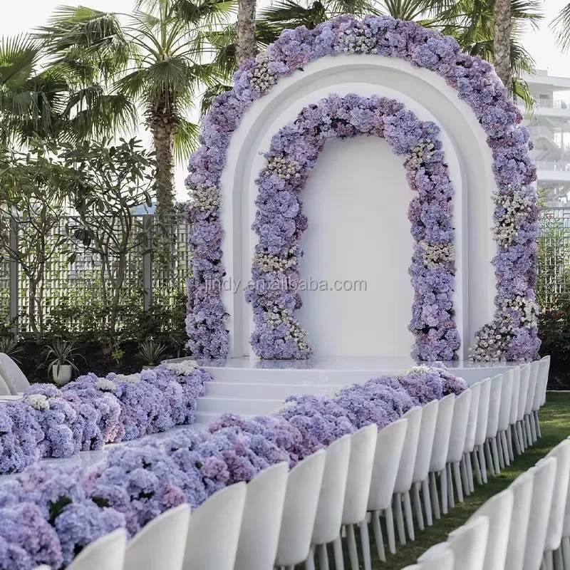 Luxury White Acrylic Wedding Arch LED Background Light Elegant Stage Decoration Frame For Marriage Ceremony Event Party Decor