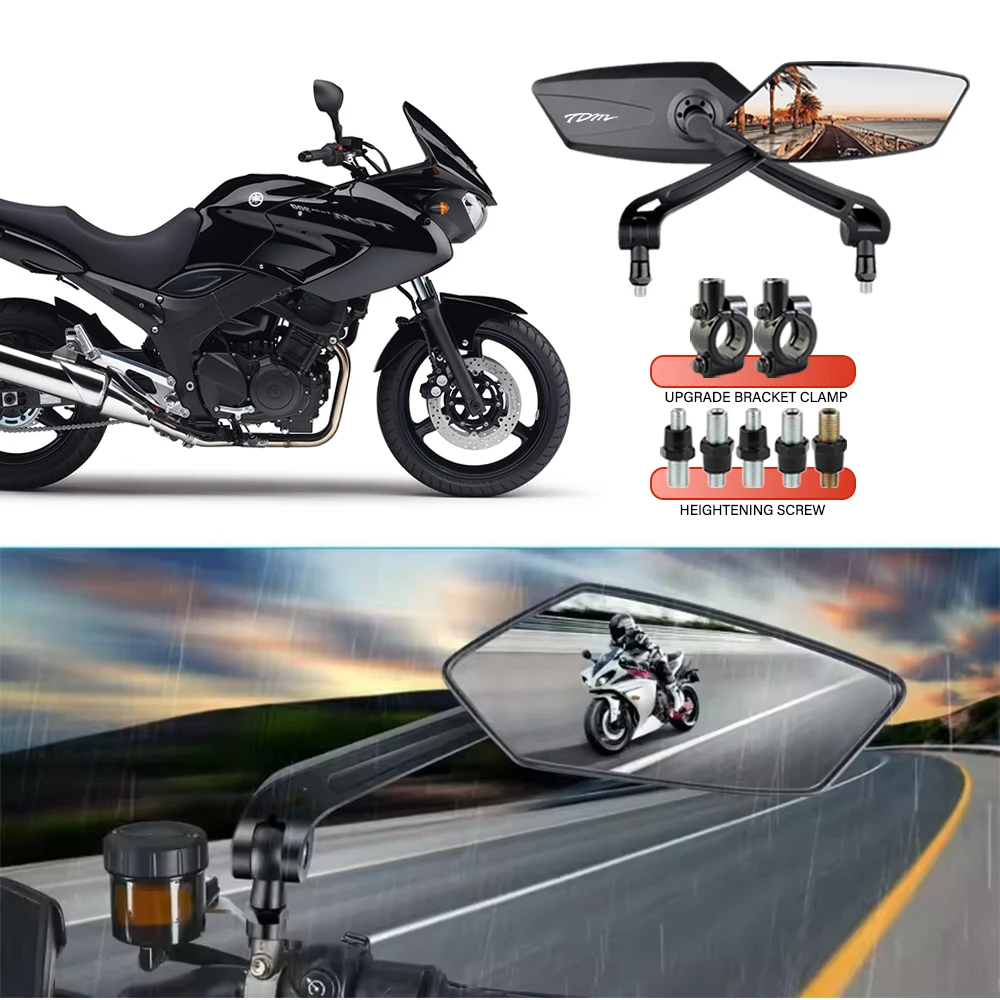 Wide Angle View Motorcycle Rearview Mirror Handlebar 18-32mm For YAMAHA TDM TDM900 TDM850 TDM1250 850 900 120p TDM120P