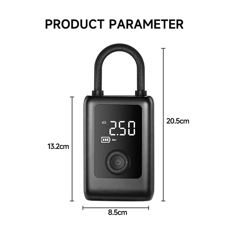 7.4V Portable Air Compressor for Car Tires Wireless Automatic Fast Inflation for Cars Bikes Motorcycles Black