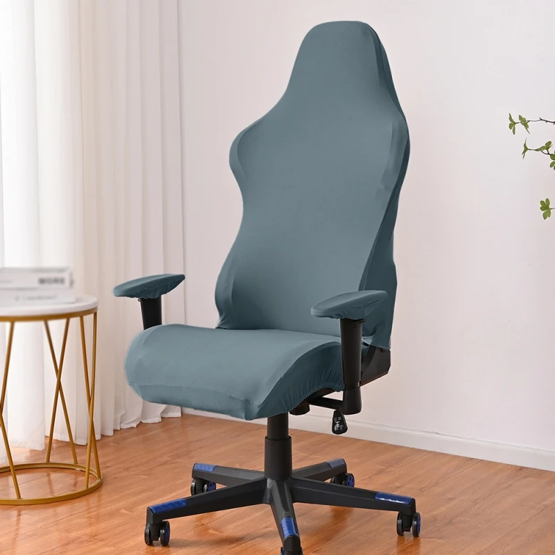 Milk Silk Chair Cover Elastic Home Office Gaming Chair Covers Washable Soft Stretch Computer Gaming Chair Covers With 2 Armrest image 2