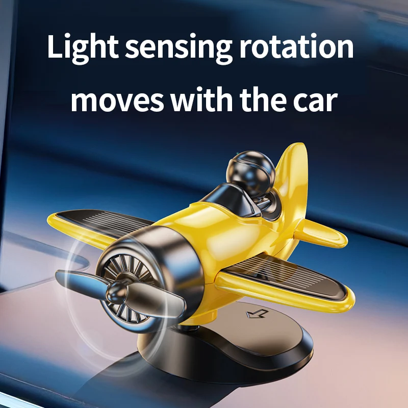 

Car ornaments, creative decoration of car center console, 2025 new high-end interior, solar powered rotating aircraft accessorie