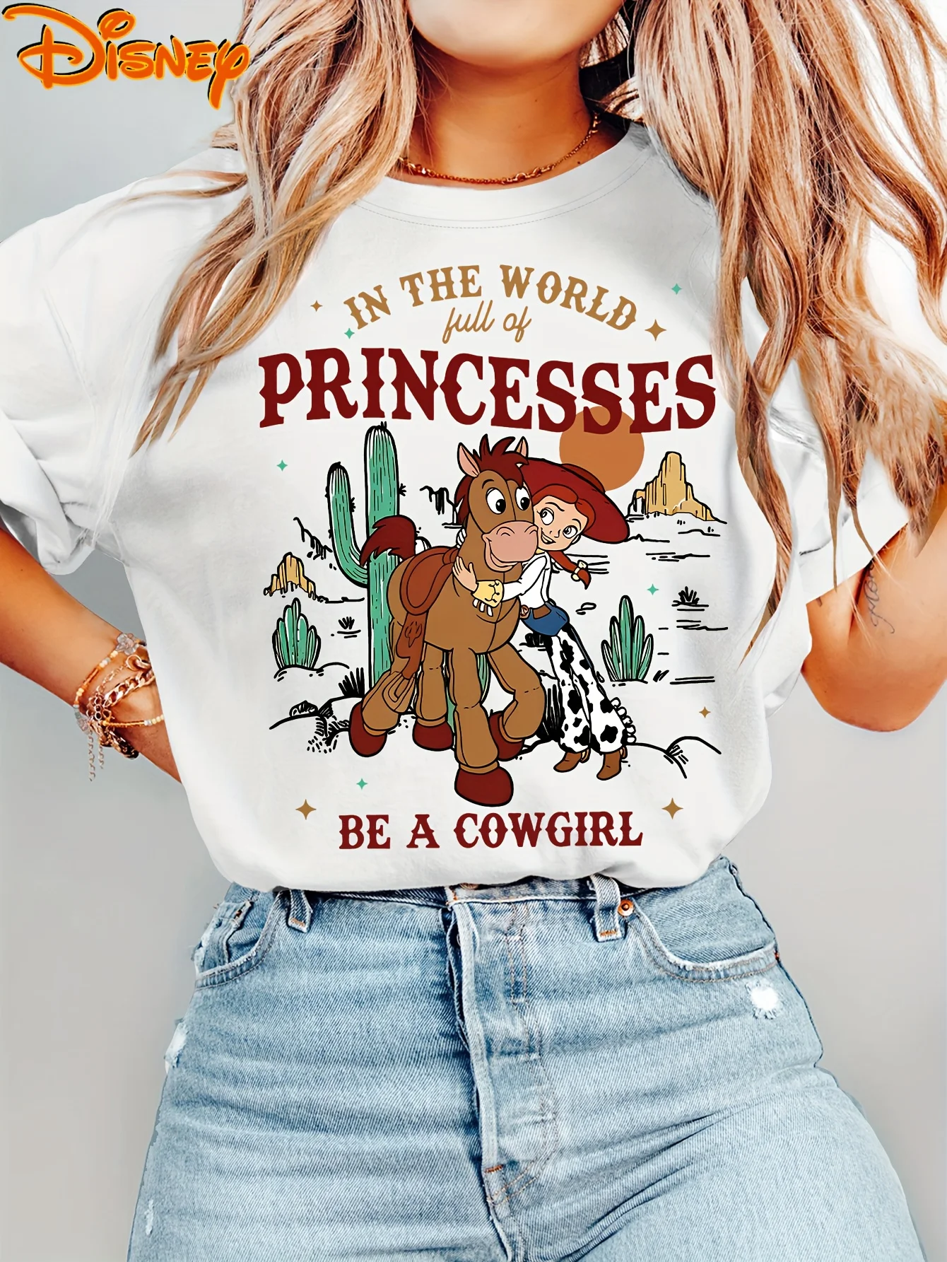 Disney Toy Story Jessie T Shirt Vintage Women's Men Cotton Tee Unisex Short Sleeve Oversized Couple Top Casual Streetwear O-Neck
