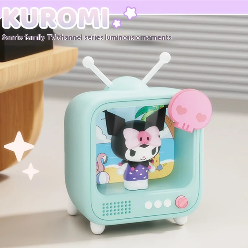 2025 Sanrio Kuromi Kt Kat Tv Ornament Blind Box Serie Lichtgevende Healing Ornament Desktop Schattige Pop Handgemaakte Nieuwjaar Geschenken