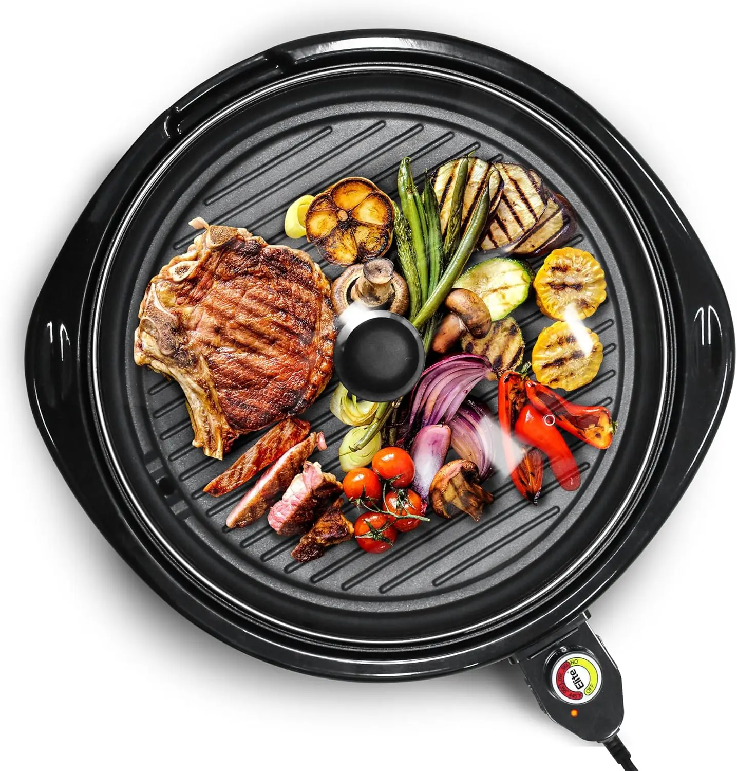 

Large 14" Indoor Electric Grill with Nonstick Surface, Fast Heating, Dishwasher Safe Parts, Ideal for Low-Fat Meals