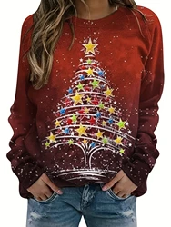 Women's fashionable Christmas personalized printed loose hoodie