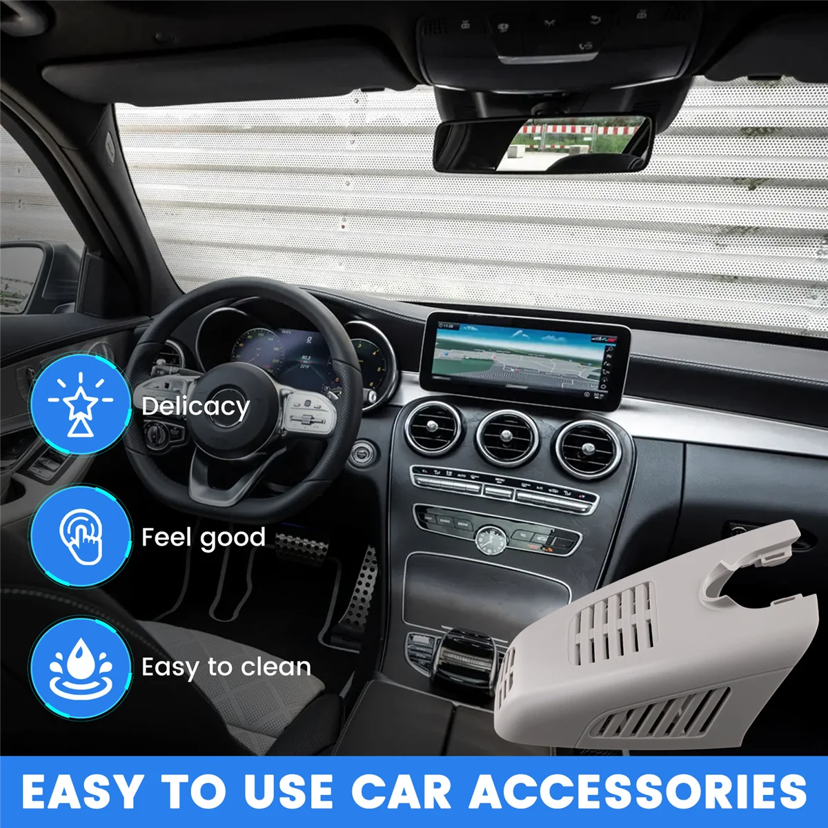 자동차 내부 백미러 커버 트림 플레이트 A 2058210300   메르세데스 벤츠 C 클래스 W205 2014-2021 LHD 그레이 -T45C