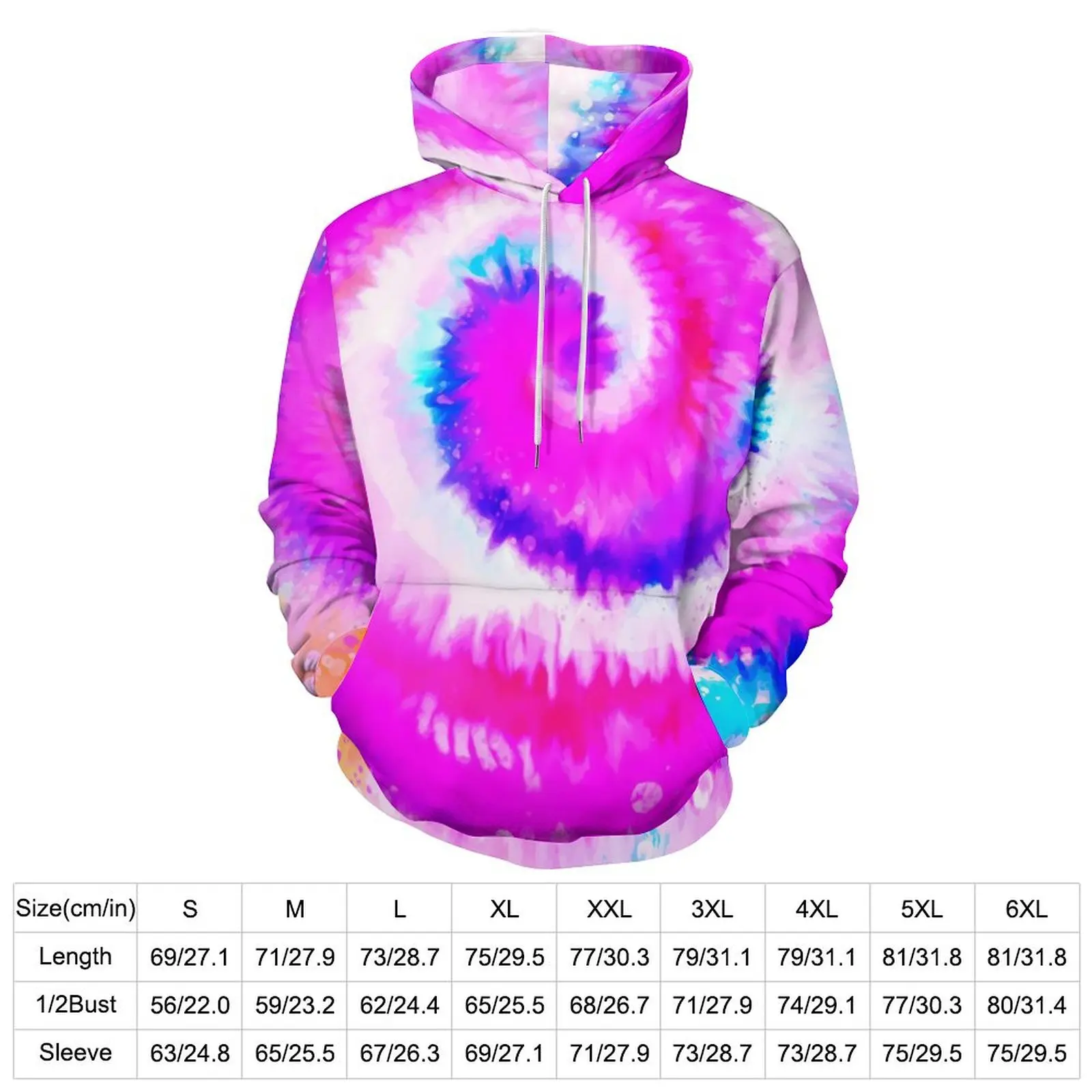 Rainbow Swirl Print Hoodies Ombre Tie Dye Harajuku Oversized Hoodie Female Long Sleeve Cool Graphic Casual Hooded Sweatshirts