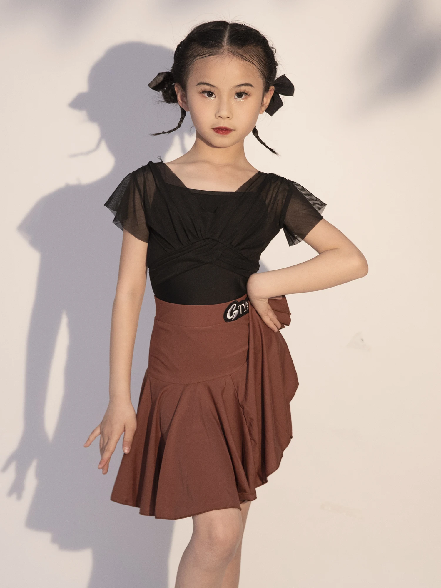 Children's Latin Dance Summer Practice Skirt Set New 2024 Premium Professional Girls Performance Suit