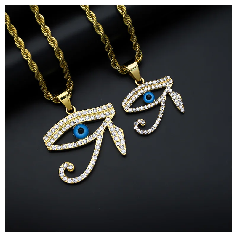 Hip Hop Solid Stainless Steel Ancient Egyptian mythology God of War Horus Eye Pendants Necklaces for Men Rapper Jewelry