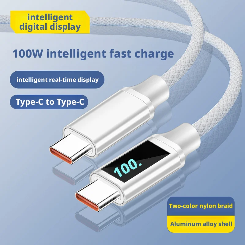 ANSEIP 100 Вт кабель для передачи данных с умным цифровым дисплеем подходит для iPhone 17 16 15 Xiao Mi Samsung Huawei Type-C кабели для быстрой зарядки