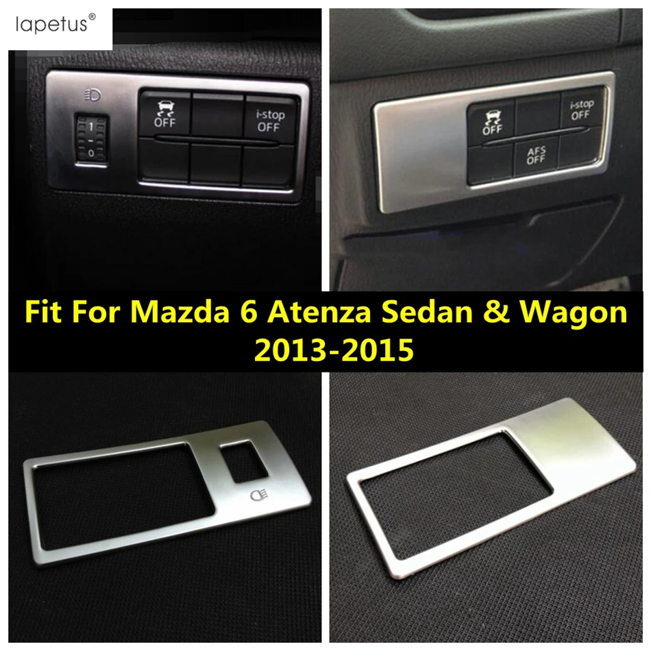 

Car Front Head Light Lamp Button Switch Panel Molding Cover Trim ABS Matte Accessories For Mazda 6 Sedan & Wagon 2013 2014 2015