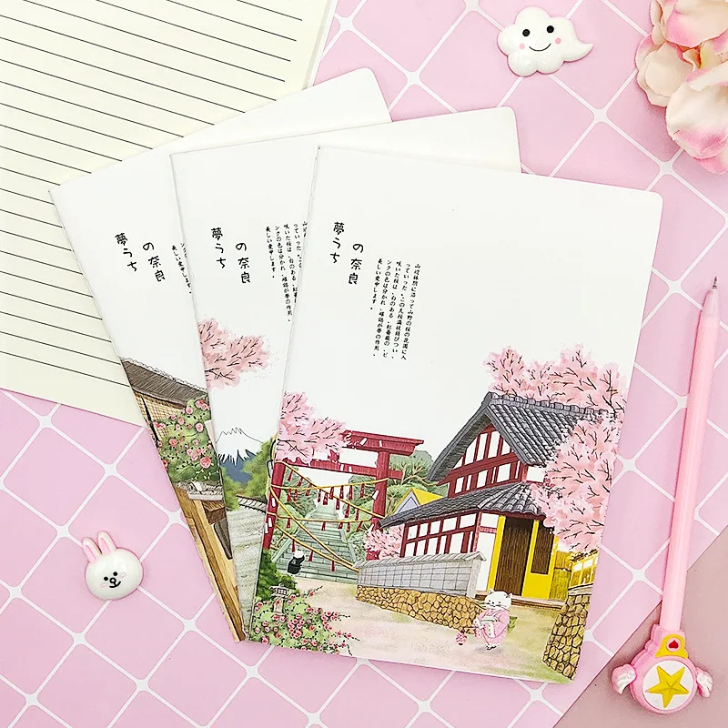 A5 Japan Scenery Notebooks Journal Planner Book Cute Note Books Diary Writing Gift Student Stationery Office School Supplies